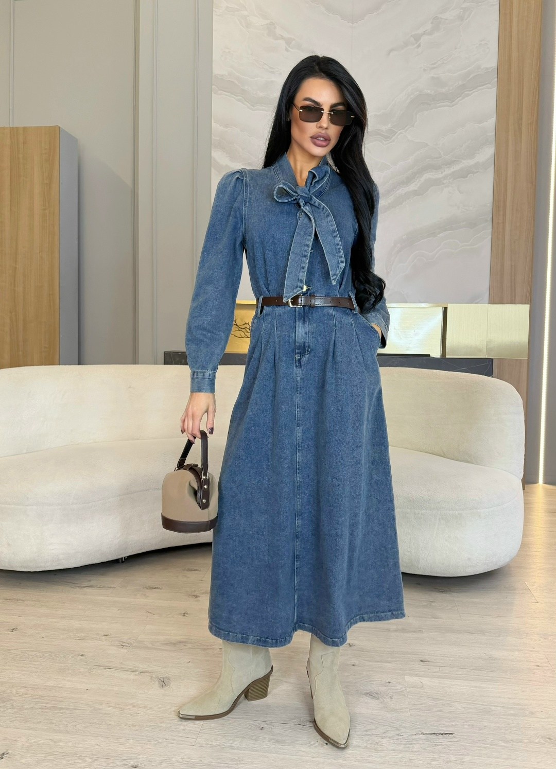 джинсовое платье,джинсовое платье-рубашка длины миди,женское джинсовое платье,джинсовое платье рубашка,марк спенсер джинсовое платье