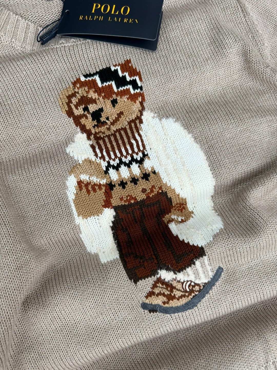 вязаный джемпер polo bear ralph lauren бежевый,ralph lauren свитер с мишкой,ralph lauren свитер с мишкой polo ralph lauren,джемпер с медведем женский ralph lauren,ralph lauren свитшот с мишкой