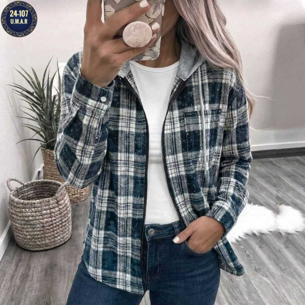 клетчатая рубашка женская теплая,рубашка в клетку женская,клетчатая рубашка женская,рубашка с капюшоном,рубашка женская