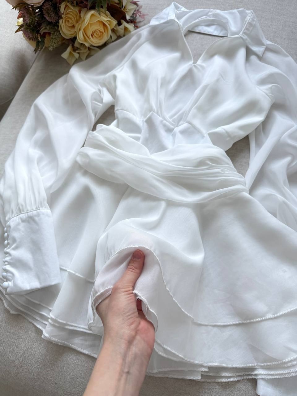 белое мини платье,прозрачная платье,стильные наряды,платье с пышным рукавом,платье стиль