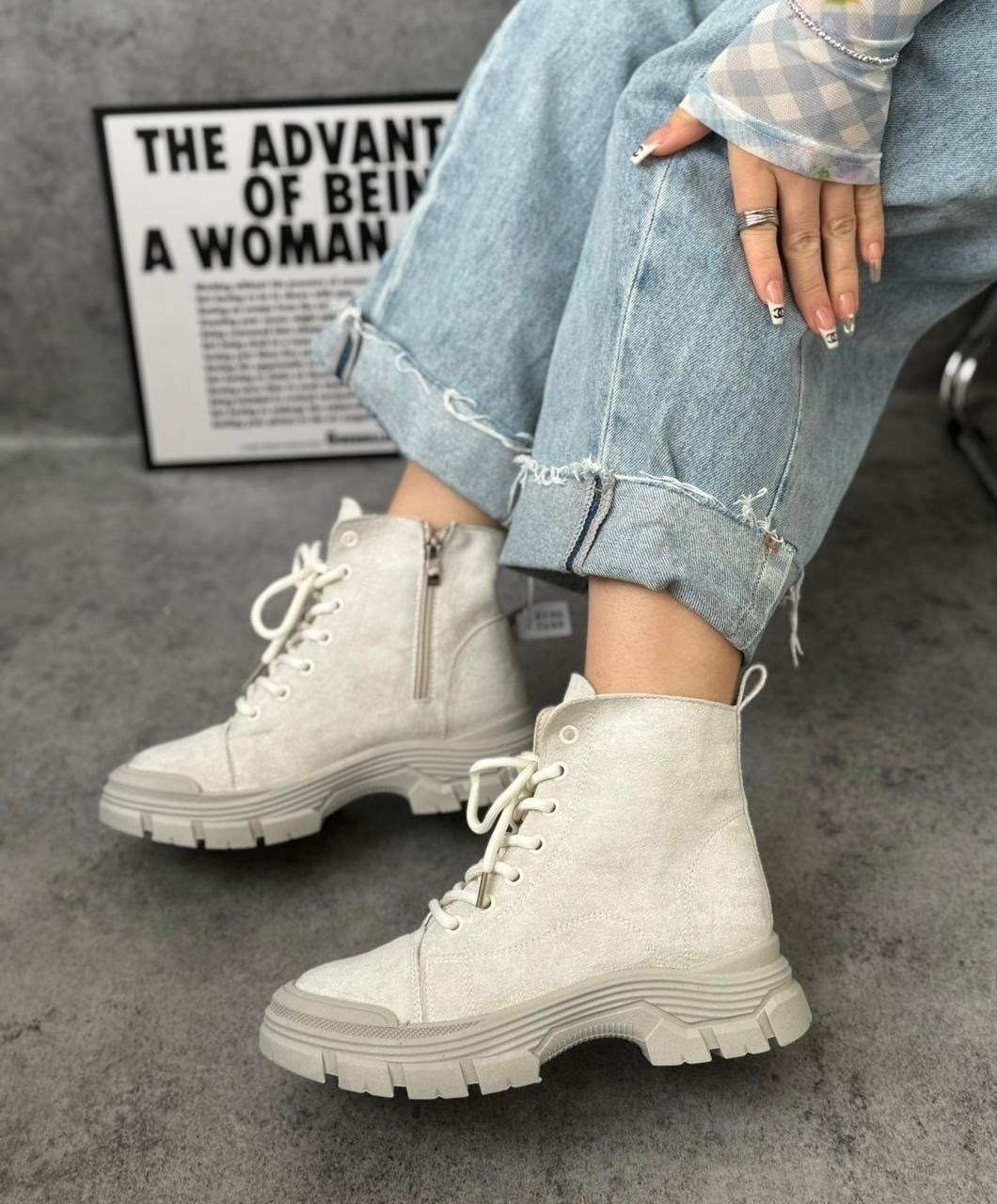 ,ботинки женские,ботинки женские натуральная замша шерсть бежевый,ботинки,ботинки замш