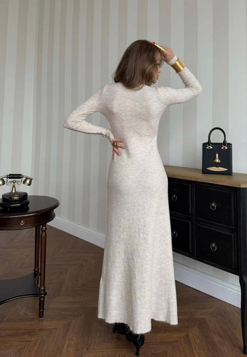 платье лапша,трикотажное платье,шерстяное платье,платье серое,женское платье
