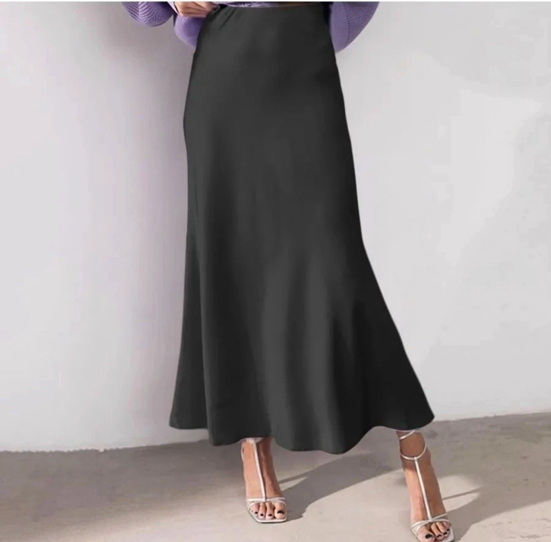 юбка атласная длинная горчичный,юбка атласная длинная горчичный 42-44/m,атласная юбка миди,юбка женская атласная с высокой посадкой,атласная юбка