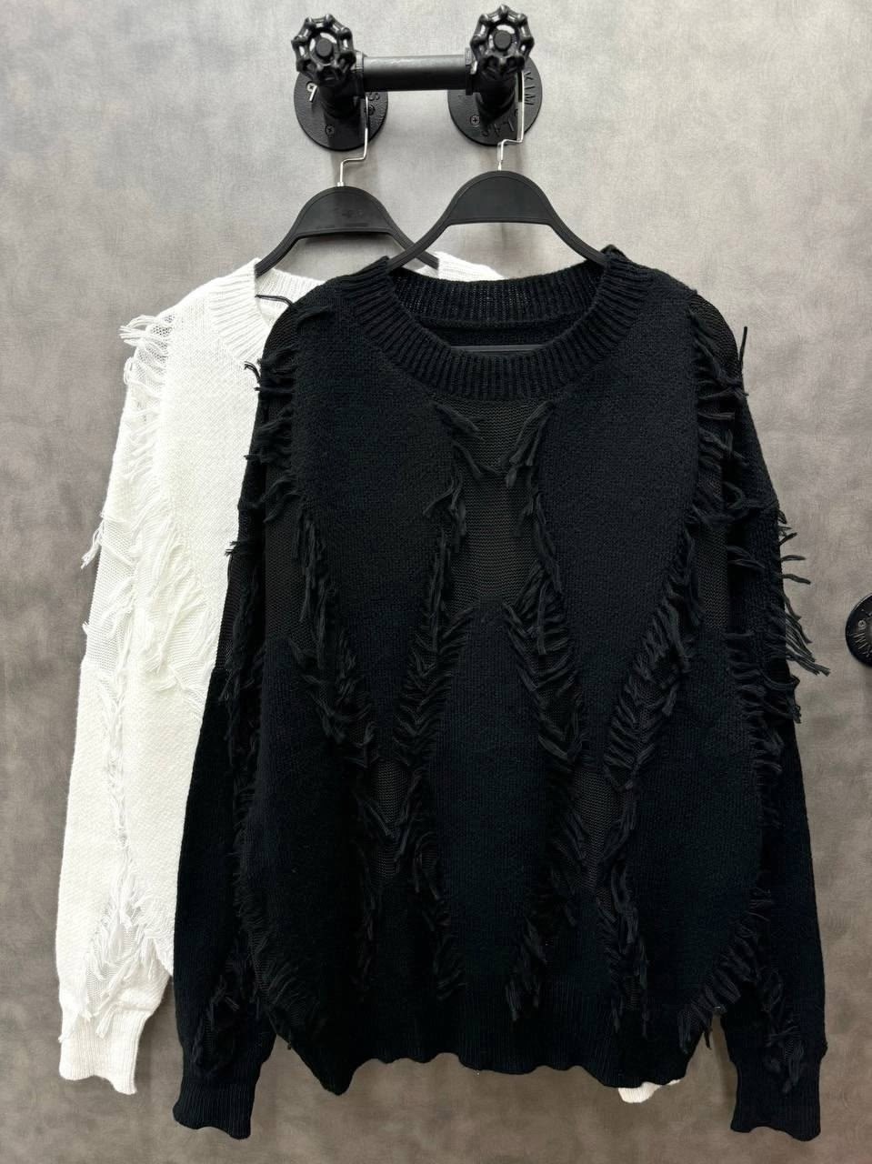 свитер оверсайз с оригинальной бахромой,свитер оверсайз теплый glamour boutique,свитер оверсайз теплый ng boutique,свитер оверсайз удлиненный,свитер вязаный оверсайз