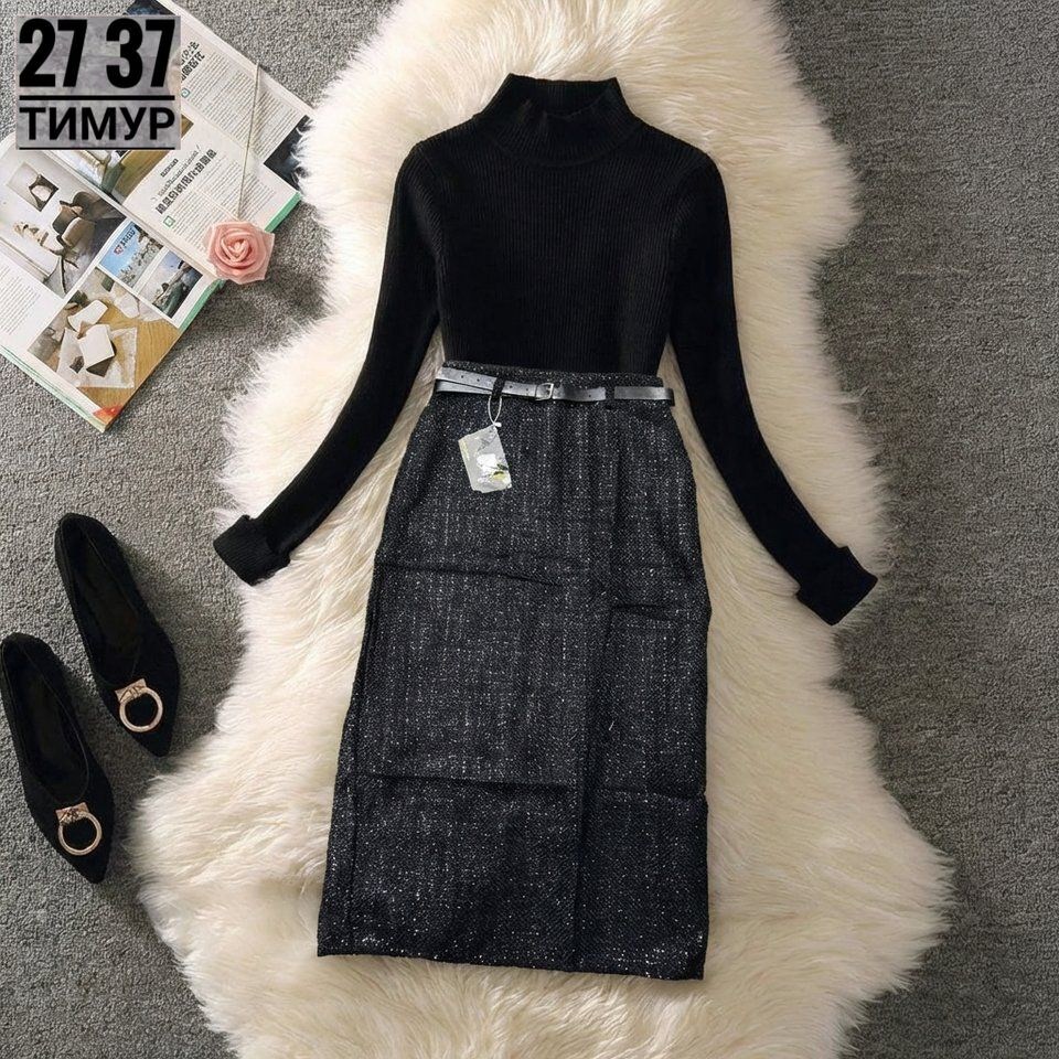 твидовый сарафан женский,твидовый сарафан,сарафан в клетку,костюм с платьем,модные комплекты