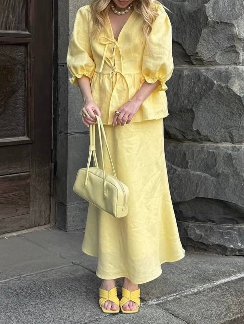 костюм с длинной юбкой,костюм желтый,летние женские костюмы,льняной костюм,костюм с юбкой
