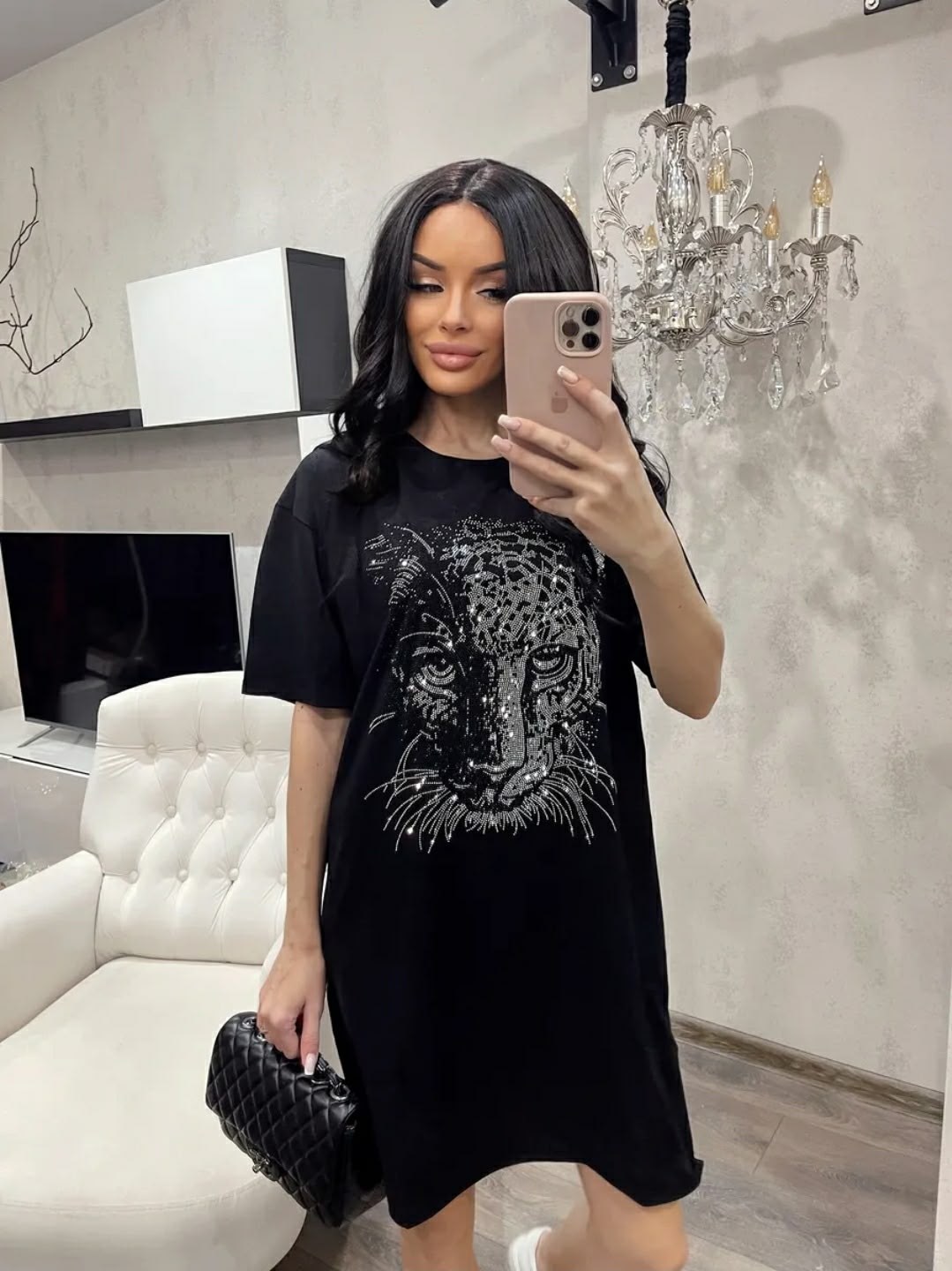 футболка оверсайз со стразами fashion lux,женская футболка,футболка женская оверсайз со стразами,футболки базовая,футболка оверсайз со стразам