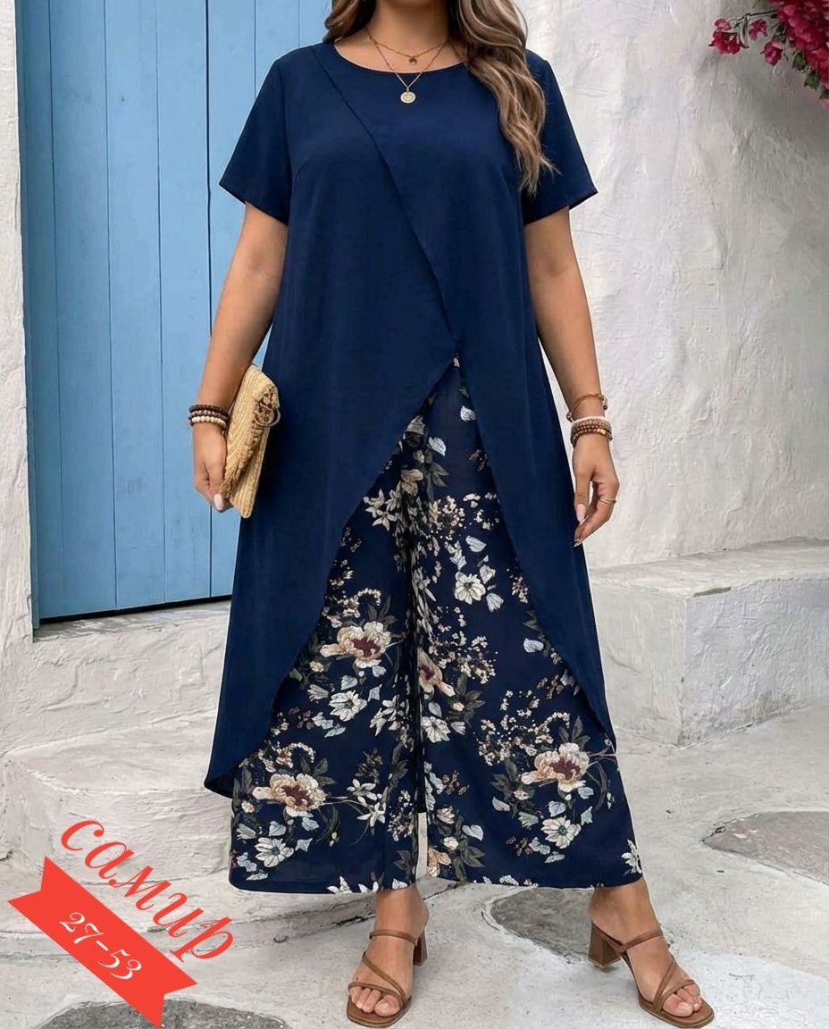 летняя одежда для женщин,брючный костюм для полных,брючный костюм летний,брючный костюм,костюм с брюками