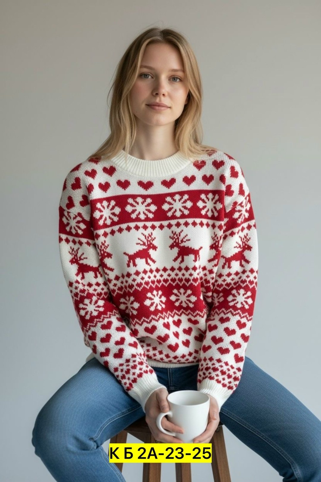 свитер оверсайз новогодний с оленями вязаный trendsale,свитер новогодний с оленями trendsale,свитер с оленями женский,свитер с оленями,женский рождественский свитер fairisle с оленями the little tailo