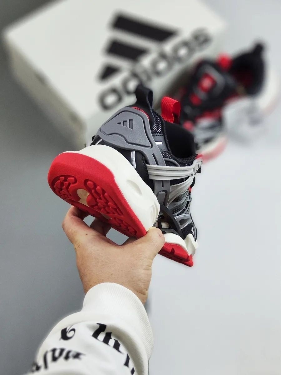 кроссовки adidas xlg runner deluxe,кроссовки adidas,кроссовки мужские adidas,кроссовки унисекс adidas xlg runner deluxe черно-серебристо-красные,мужские кроссовки adidas vento xlg deluxe