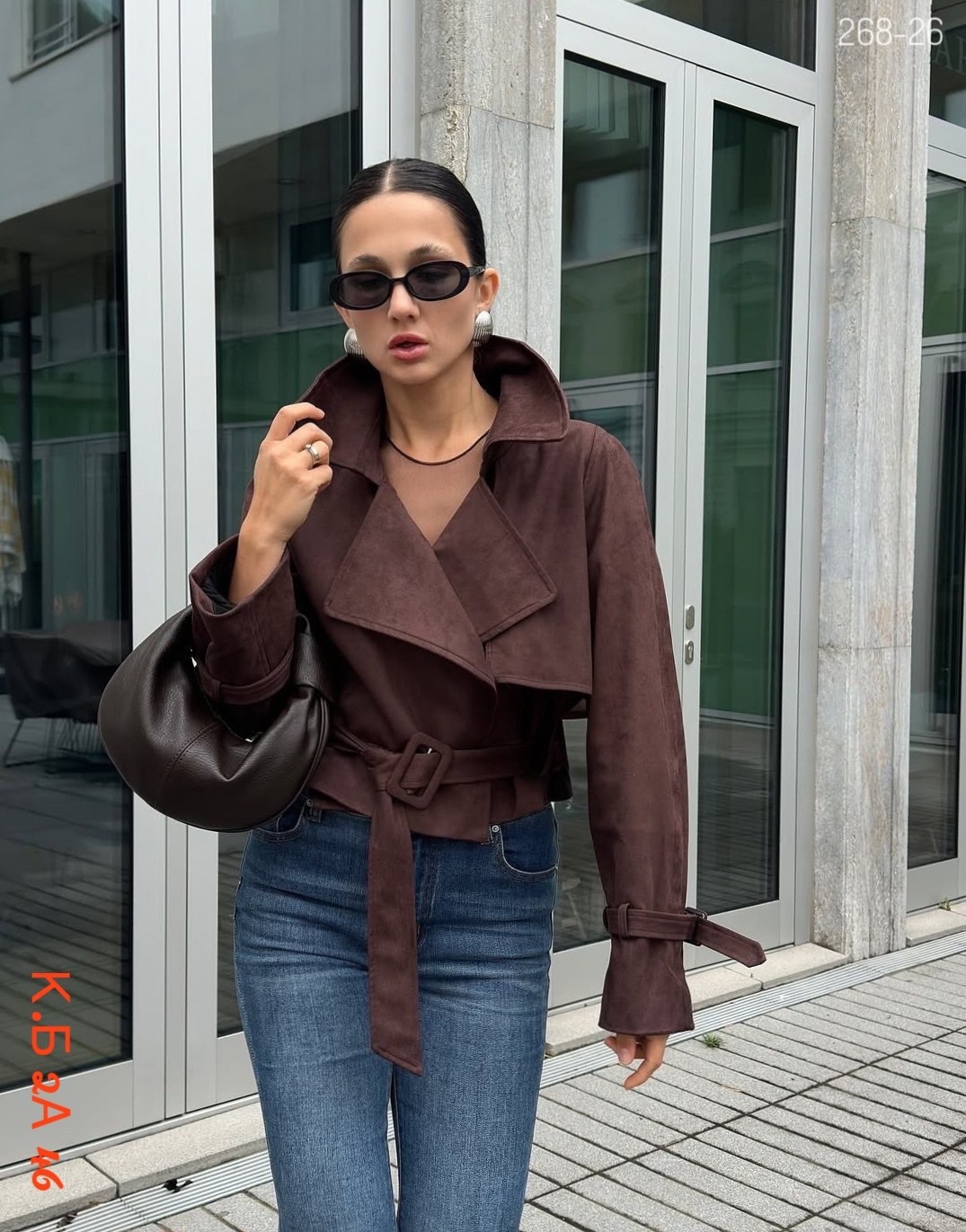 куртка замшевая женская,женская куртка из замши шоколад,замшевый тренч,замшевая куртка,куртка косуха замшевая коричневая с поясом tadari