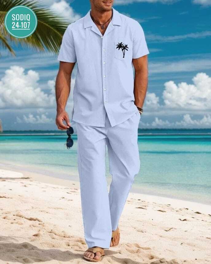 костюм летний мужской,костюм мужской,пляжная рубашка,мужской костюм двойка,