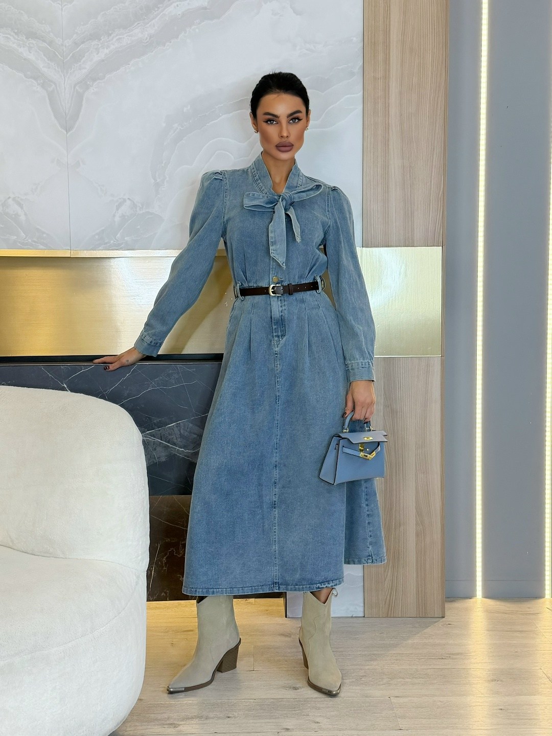 джинсовое платье,джинсовое платье женское,джинсовое платье-рубашка длины миди,джинсовое платье миди,марк спенсер джинсовое платье