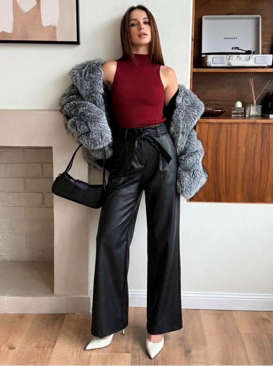 кожаные брюки,брюки кожаные классические палаццо plus size masandro,широкие брюки из искусственной кожи,брюки из экокожи,брюки из искусственной кожи палаццо