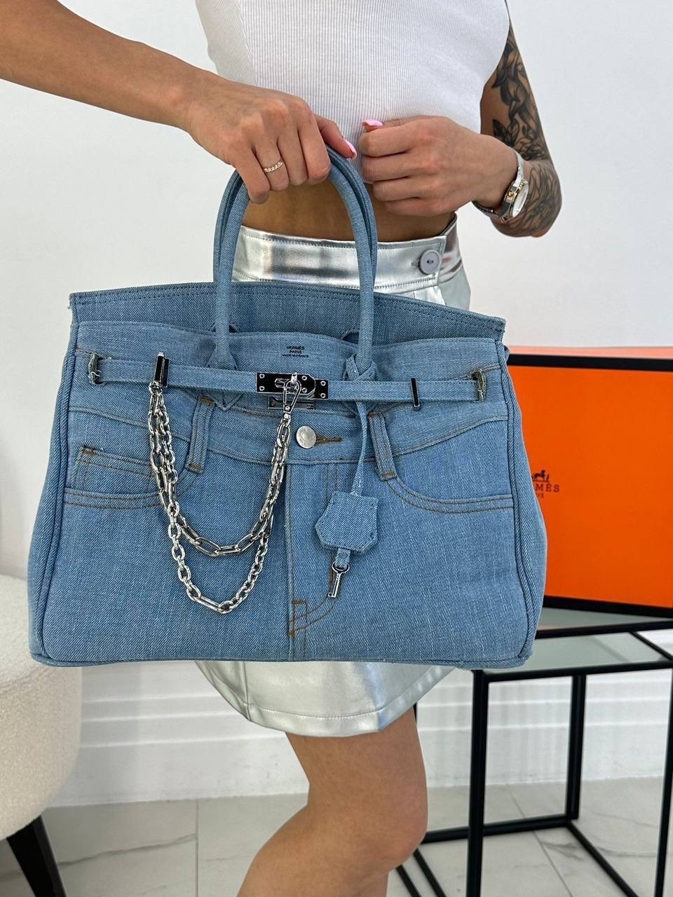 джинсовая сумка в стиле hermes birkin,сумка женская в стиле birkin из джинсовой ткани,джинсовая сумка в стиле hermes birkin 30 см,сумка hermes birkin джинсовая,джинсовая сумка в стиле hermes birkin на
