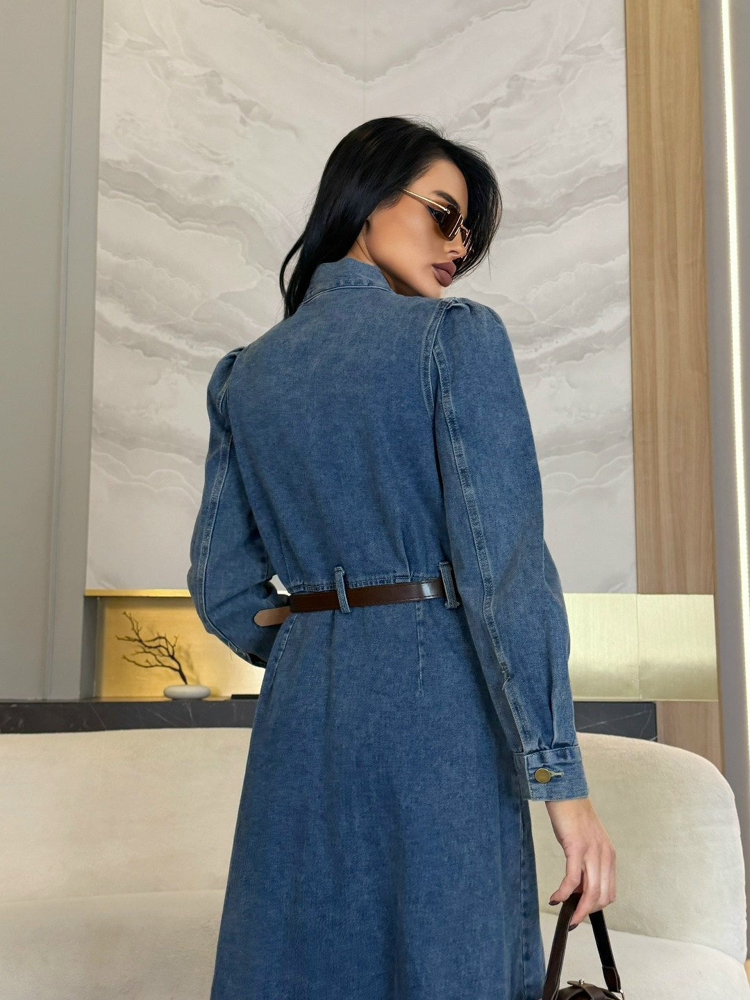 джинсовое платье,джинсовое платье-рубашка длины миди,женское джинсовое платье,джинсовое платье рубашка,марк спенсер джинсовое платье