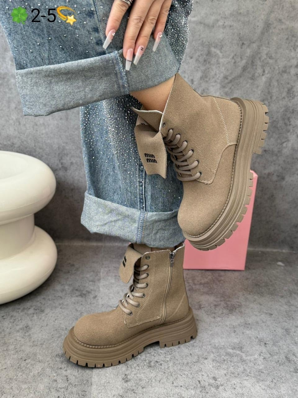 ,женские ботинки,ботинки замш,ботинки зимние с мехом на платформе miu miu,ботинки