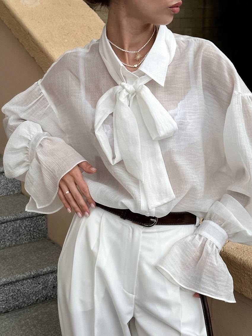 элегантная блузка,элегантная рубашка,блузка с бантом,блузка с рюшами,белая женская рубашка