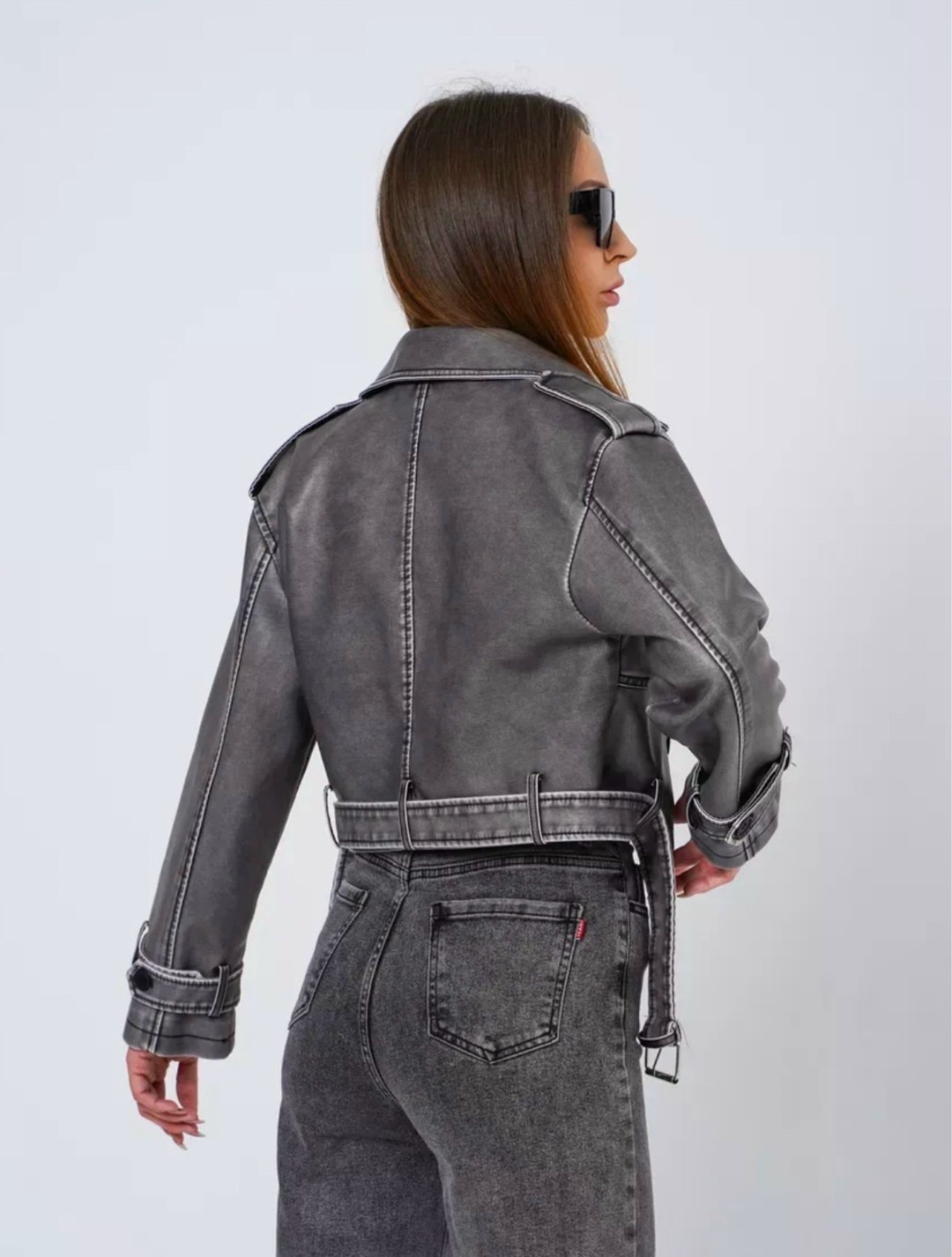 кожаная куртка косуха janna banana цвет серый,куртка косуха экокожа,куртка косуха из экокожи,косуха винтажная куртка кожаная oversize серая mony,косуха женская