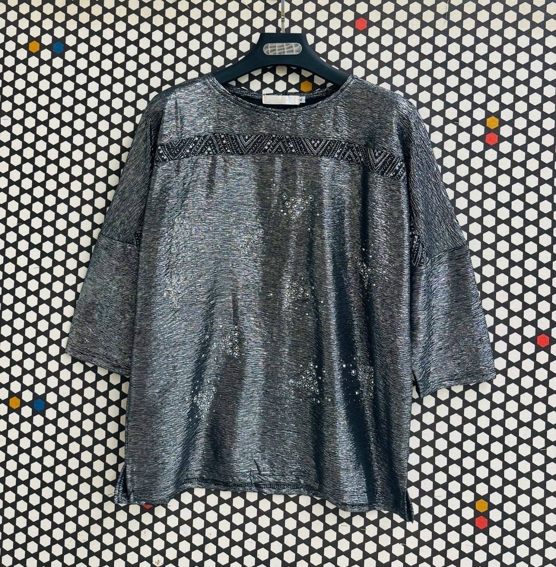 туника из блестящей ткани,блузка с пайетками,туника sparada,блестящие туники,женская туника