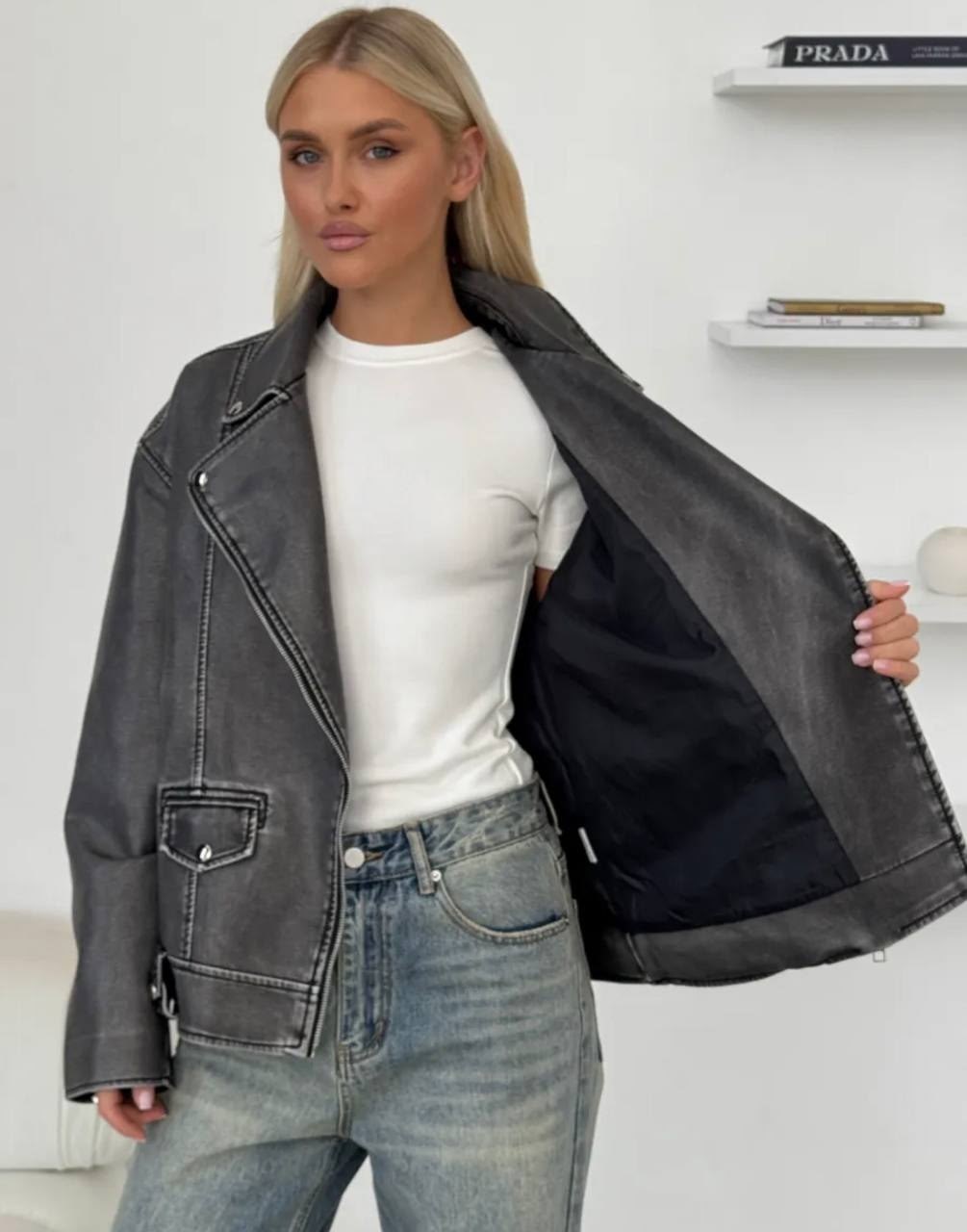 косуха винтажная куртка кожаная oversize серая monyken,косуха серая винтажная куртка кожаная оверсайз aftfbasic,косуха серая винтажная куртка кожаная оверсайз,женская кожаная куртка косуха оверсайз,ку