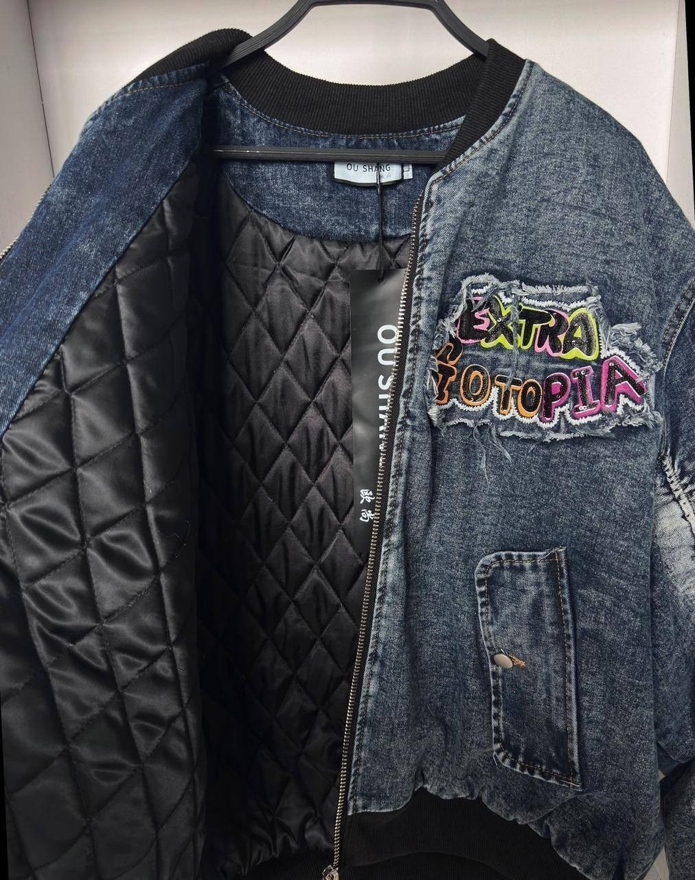 джинсовый бомбер женский likisha fashion,джинсовая куртка,куртка бомбер джинсовая,джинсовый бомбер,куртка женская бомбер