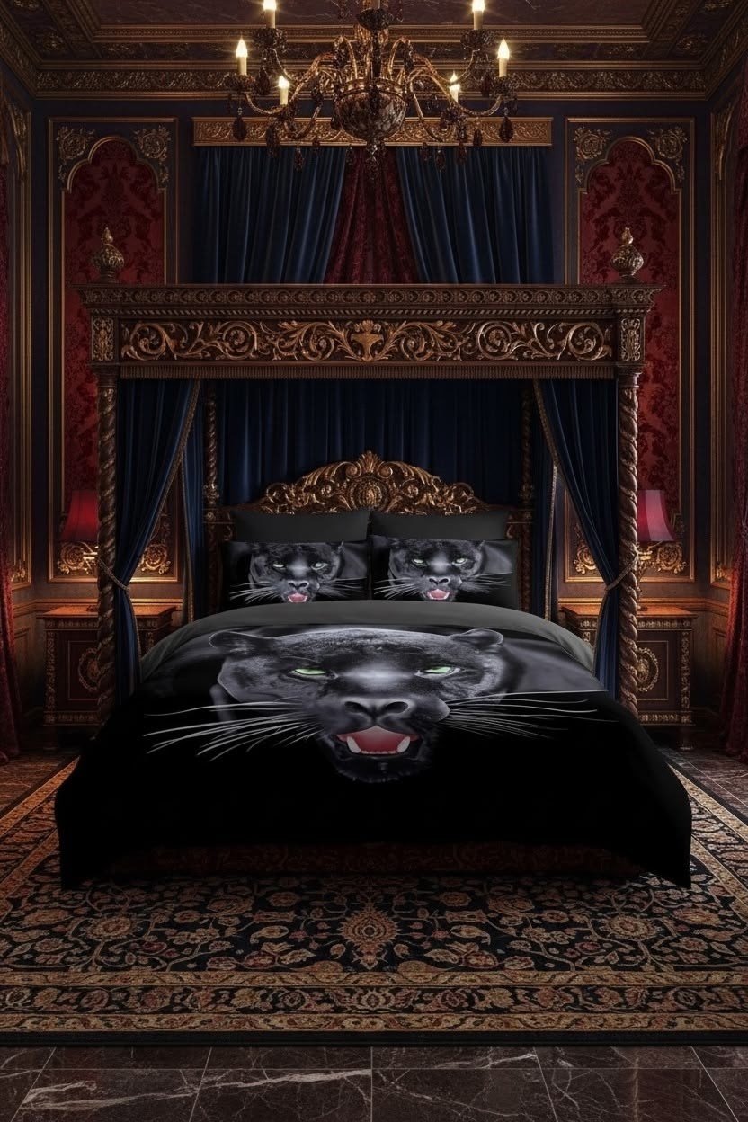 роскошный комплект постельного белья,комплект постельного белья,интерьер,роберто кавалли постельное белье,роскошные спальни