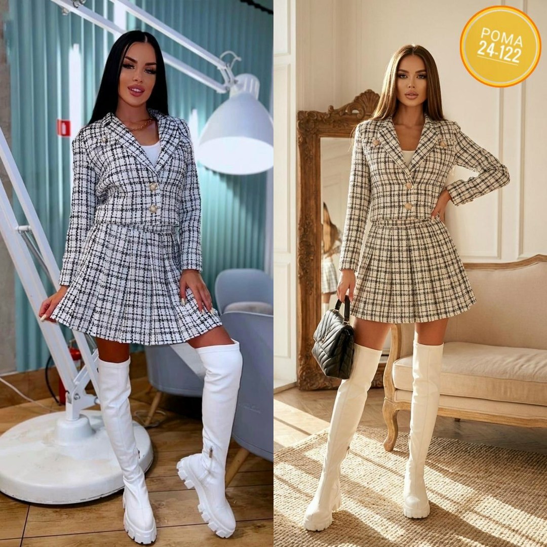 костюм твидовый пиджак с юбкой victoria de soie,женский костюм с юбкой,костюм с юбкой,люксовый твидовый костюм укороченный пиджак на полном подкладе + изумительная юбка в складку,костюм твидовый пиджа