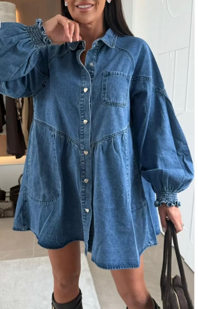 джинсовое платье,голубое джинсовое платье-рубашка с рукавом 3/4,женское джинсовое платье,женское джинсовое платье с длинным рукавом,vitoricci голубое джинсовое платье-рубашка с рукавом 3/4