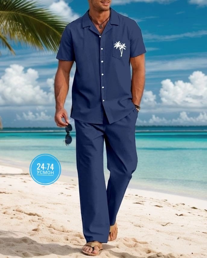 пляжная рубашка,костюм летний мужской,костюм пляжный,рубаха для пляжа мужская,костюм мужской