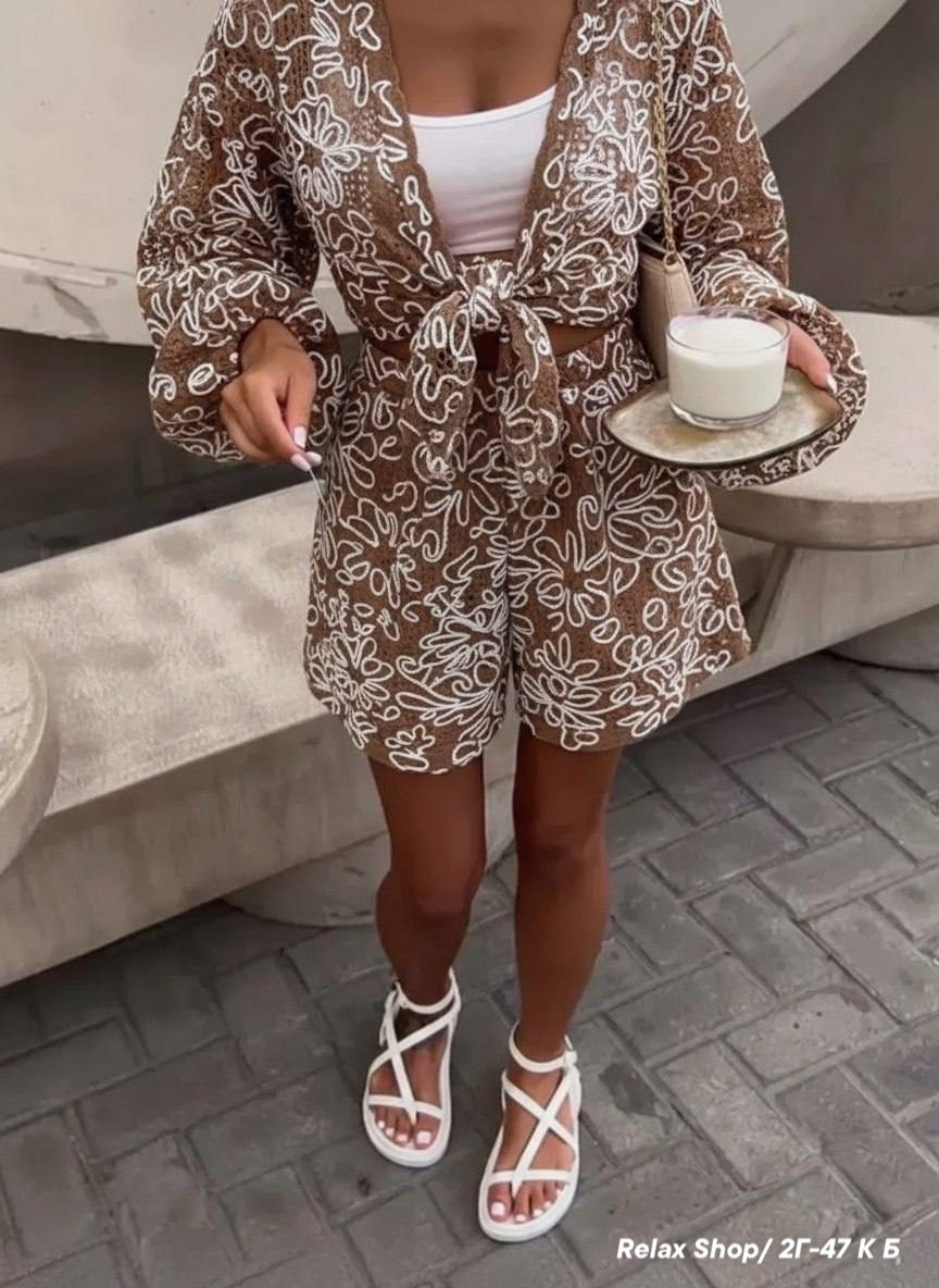 вязаные костюмы,летние костюмы,летний костюм с шортами,летние женские костюмы,пляжная одежда