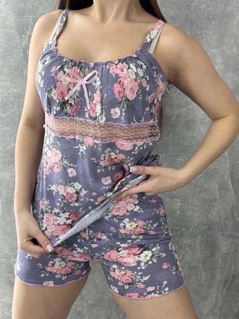 пижама женская с шортам,пижама женская,пижама серая,пижама женская майка и шорты,домашняя одежда пижама