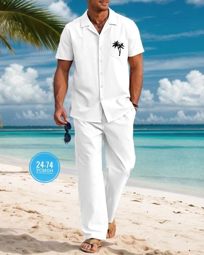 пляжная рубашка,костюм летний мужской,костюм пляжный,рубаха для пляжа мужская,костюм мужской