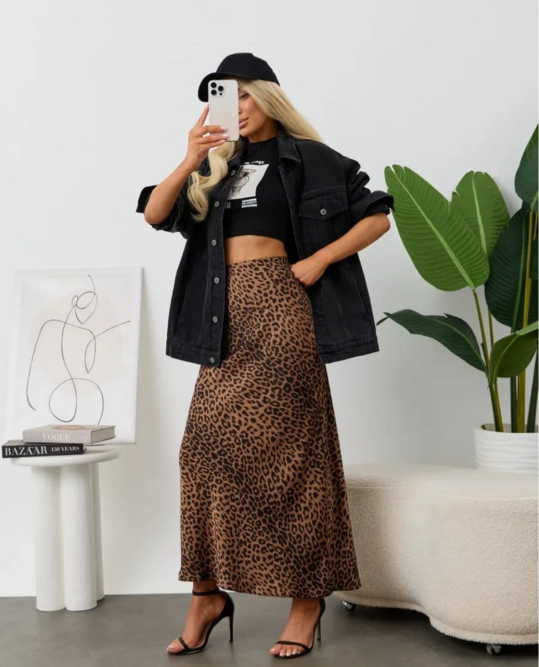 леопардовая юбка,женская эластичная юбка с леопардовым принтом,юбка леопард,юбка миди леопардовая,женская трапециевидная юбка с леопардовым принтом