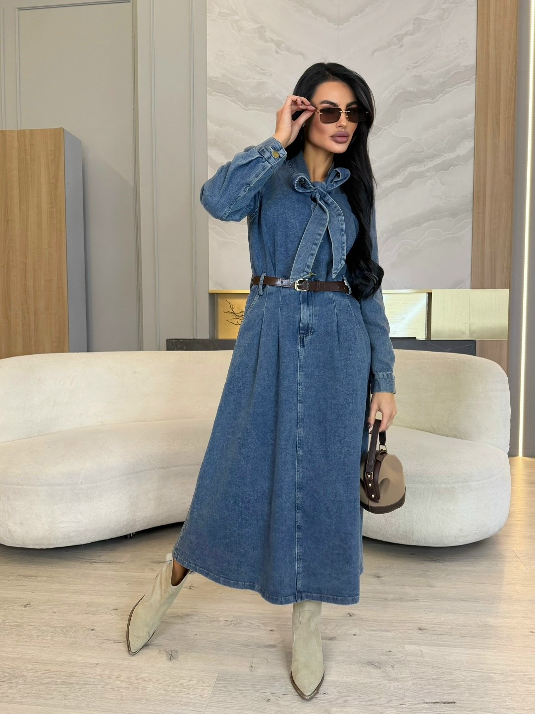 джинсовое платье,джинсовое платье-рубашка длины миди,женское джинсовое платье,джинсовое платье рубашка,марк спенсер джинсовое платье