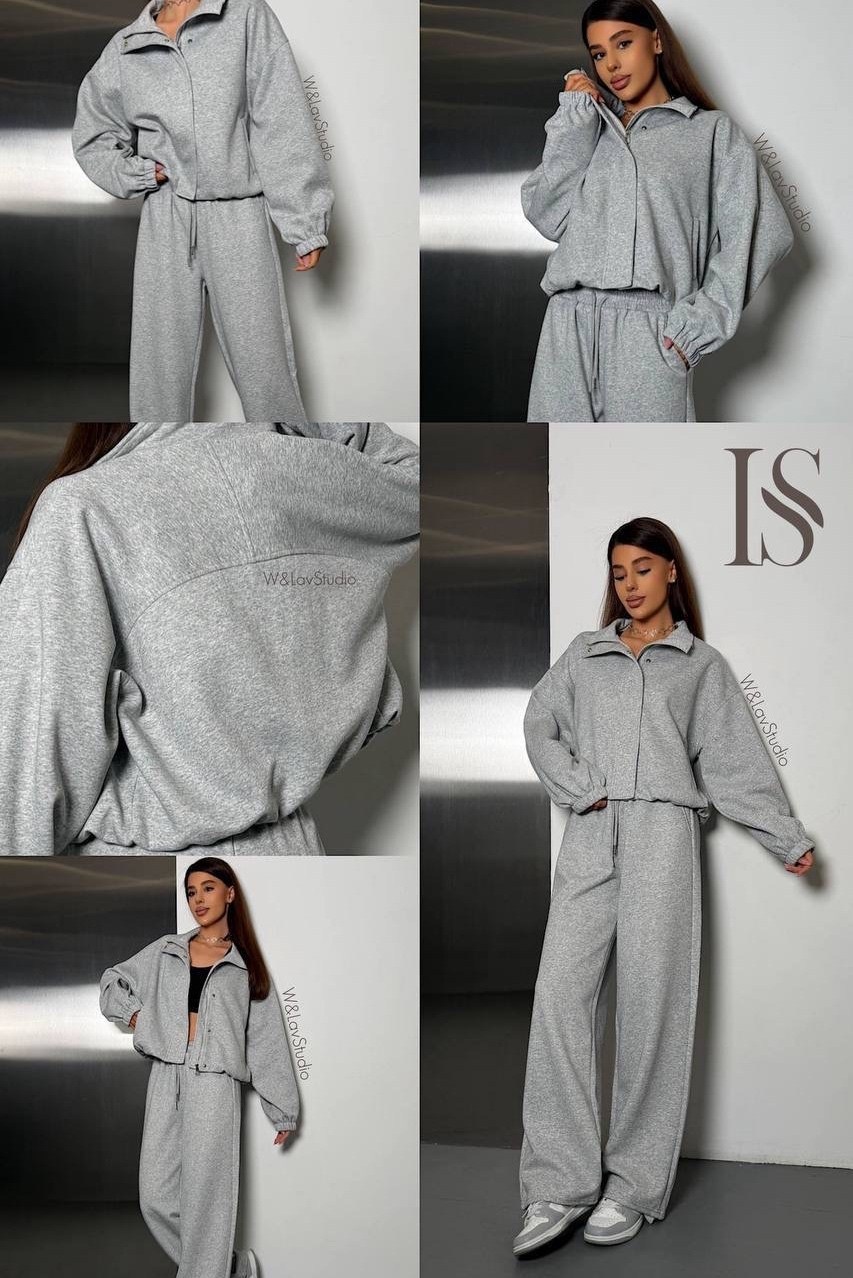 спортивный костюм,костюм трикотажный,костюм спорт шик,весенний спортивный женский костюм брючный серый на замке рыжая лиса,женский спортивный костюм