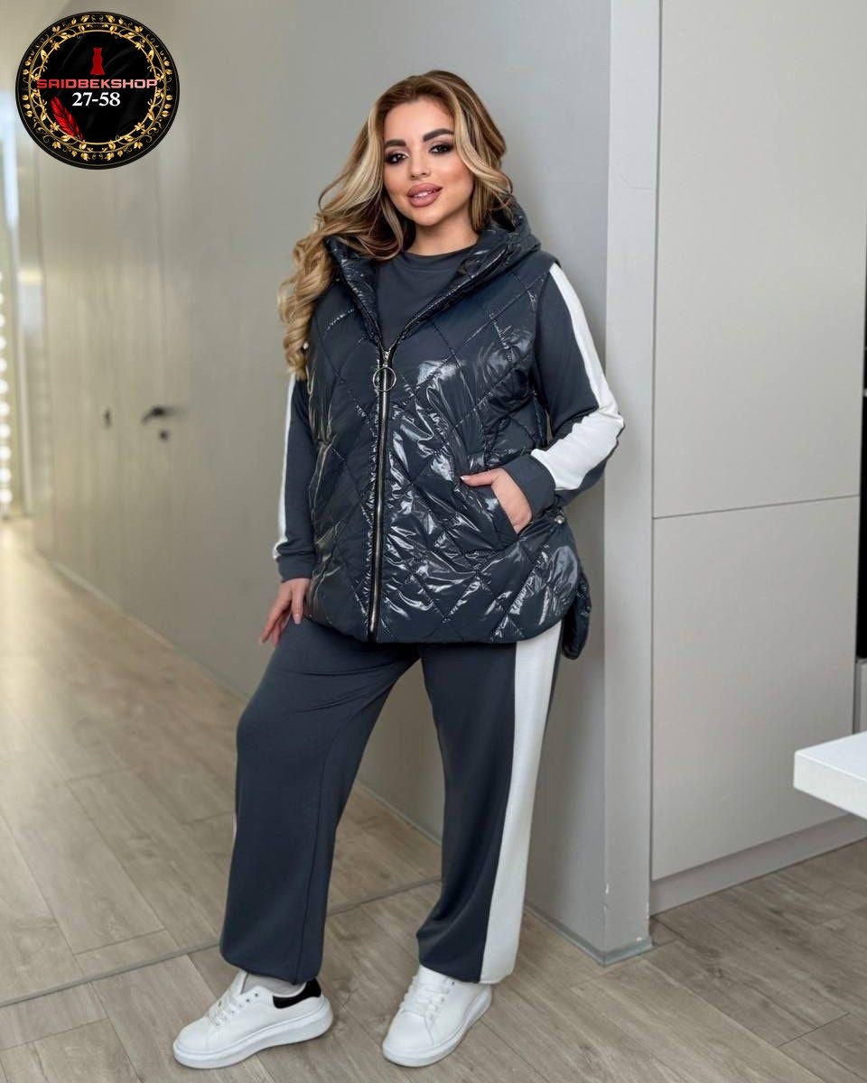 костюм двойка женский,жилет на синтепоне,костюм женский тройка,костюм теплый,спортивные костюмы тройка больших размеров