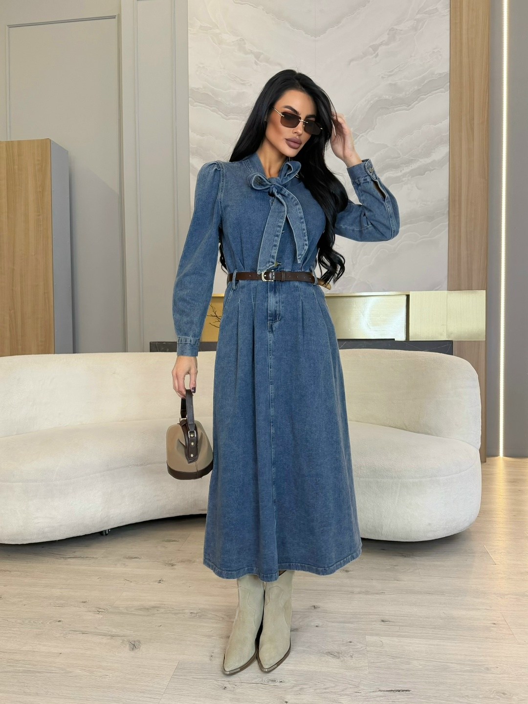 джинсовое платье,джинсовое платье-рубашка длины миди,женское джинсовое платье,джинсовое платье рубашка,марк спенсер джинсовое платье