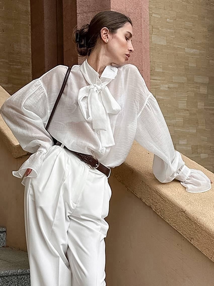 элегантная блузка,элегантная рубашка,блузка с бантом,блузка с рюшами,белая женская рубашка