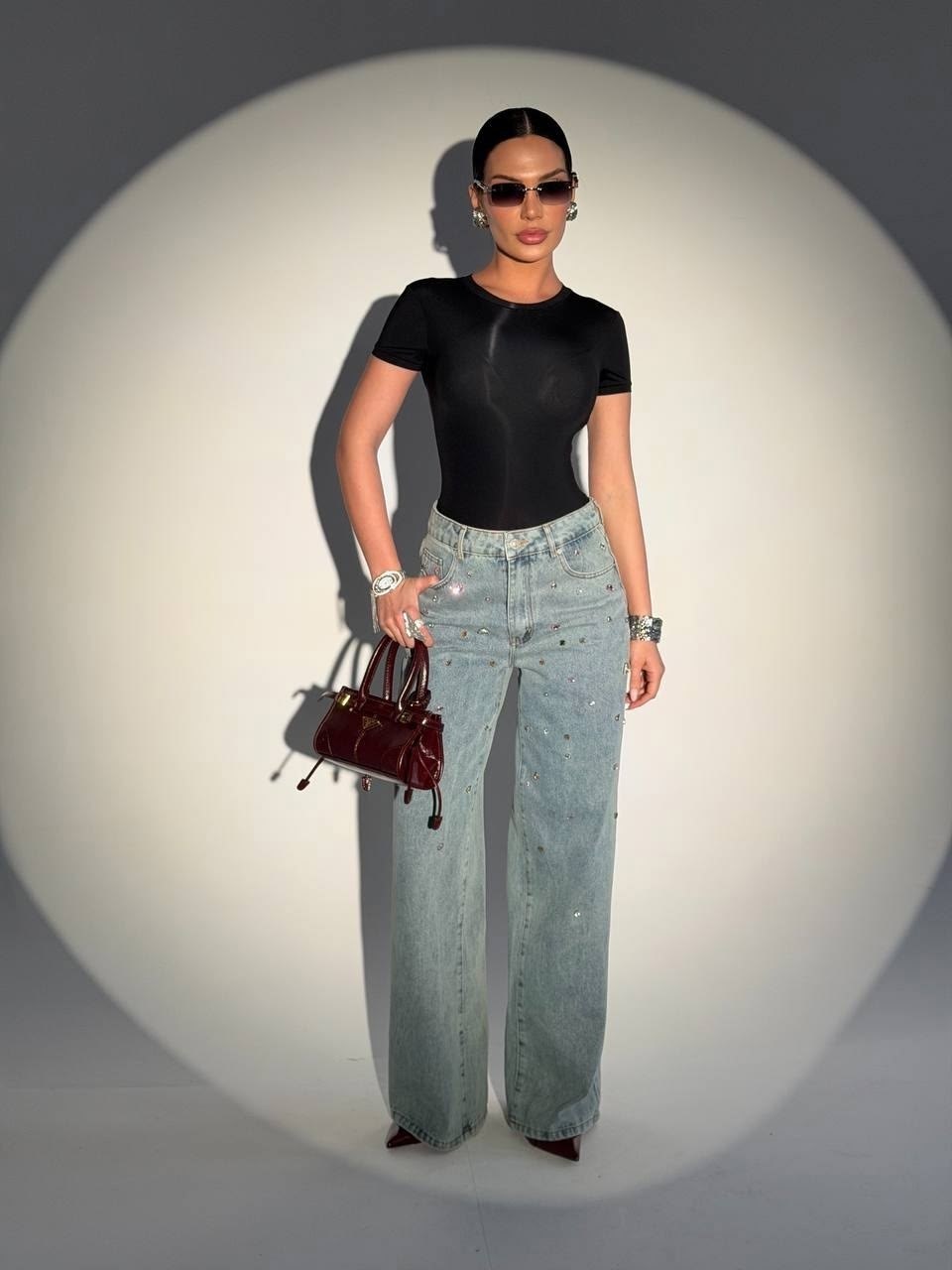 джинсы прямые со стразами голубые le o 222675249,женские джинсы со стразами vgh,джинсы со стразами,джинсы палаццо со стразами,женские джинсы со стразами