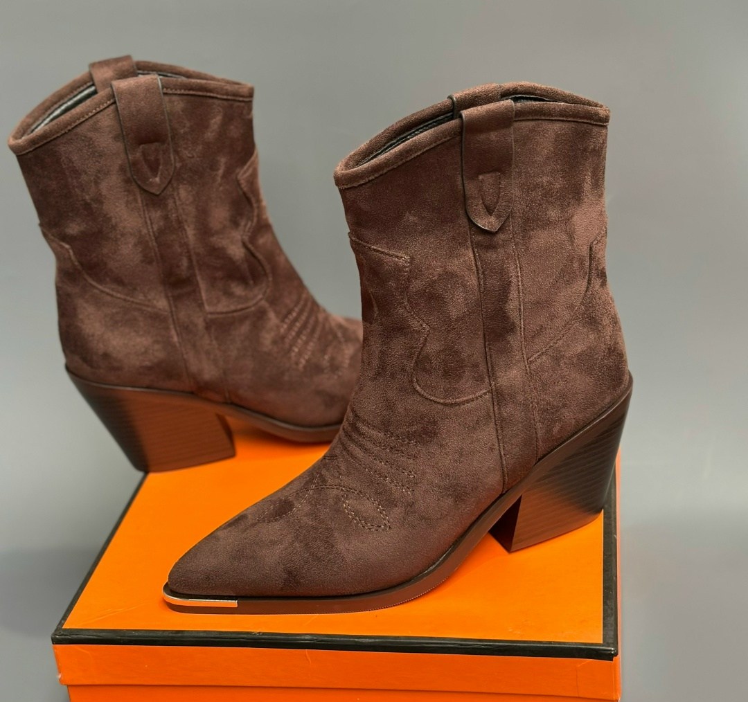 замшевые ботильоны,,женские ботильоны из натуральной кожи на,женские ботильоны,женские ковбойские ботинки в западном стиле из натуральной замши