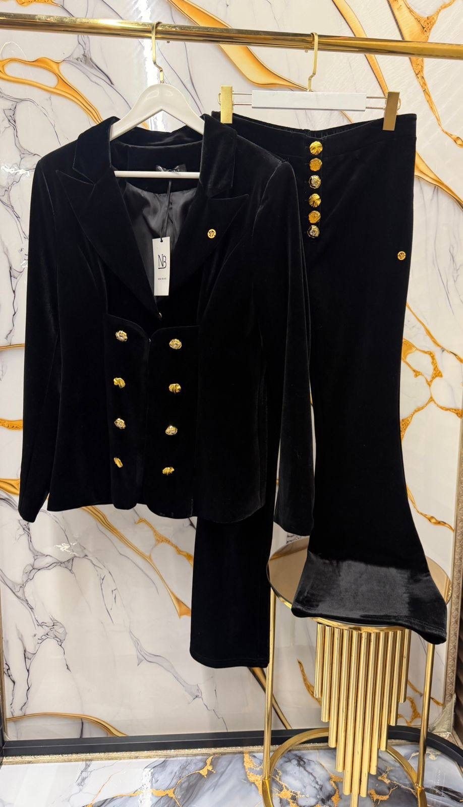 брючный костюм ninele 6032 черный,брючный костюм ninele 6032 синий,брючный костюм 6032 ninele,костюм брючный бархатный ninele цвет черный,брючный костюм нинель шик 6032 черный двойка