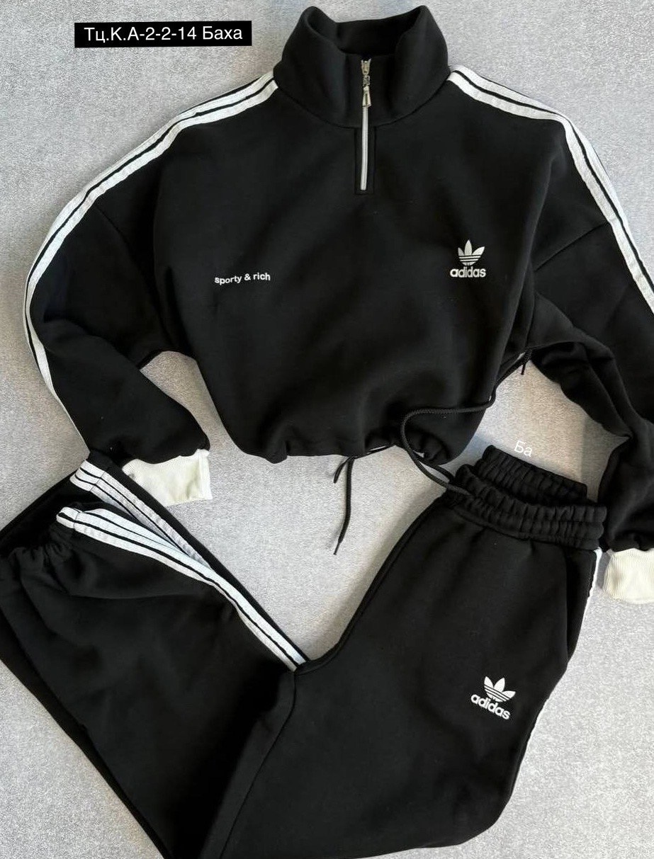 женский спортивный костюм adidas,спортивный костюм adidas,женский спортивный костюм adidas (адидас) на флисе, утепленный костюм, черный,adidas костюм женский,адидас костюм женский