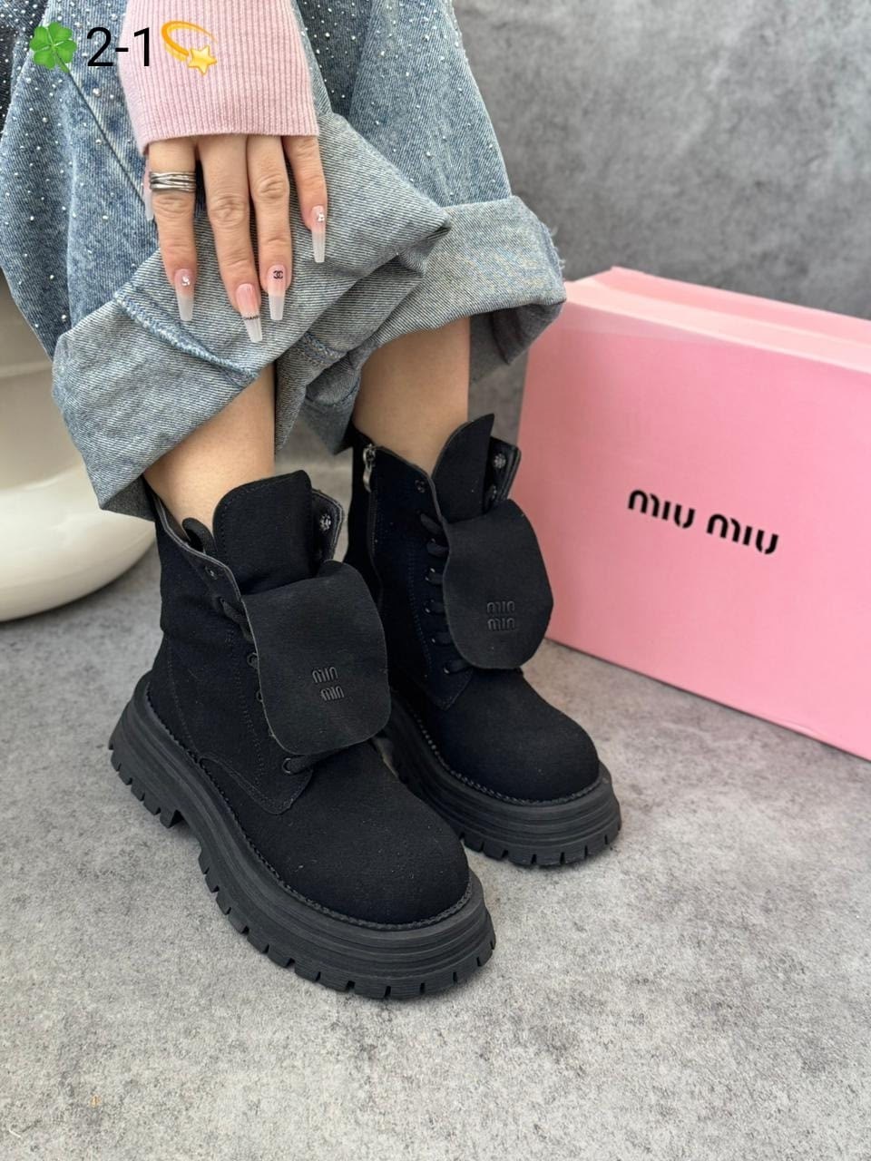 ,женские ботинки,ботинки замш,ботинки зимние с мехом на платформе miu miu,ботинки