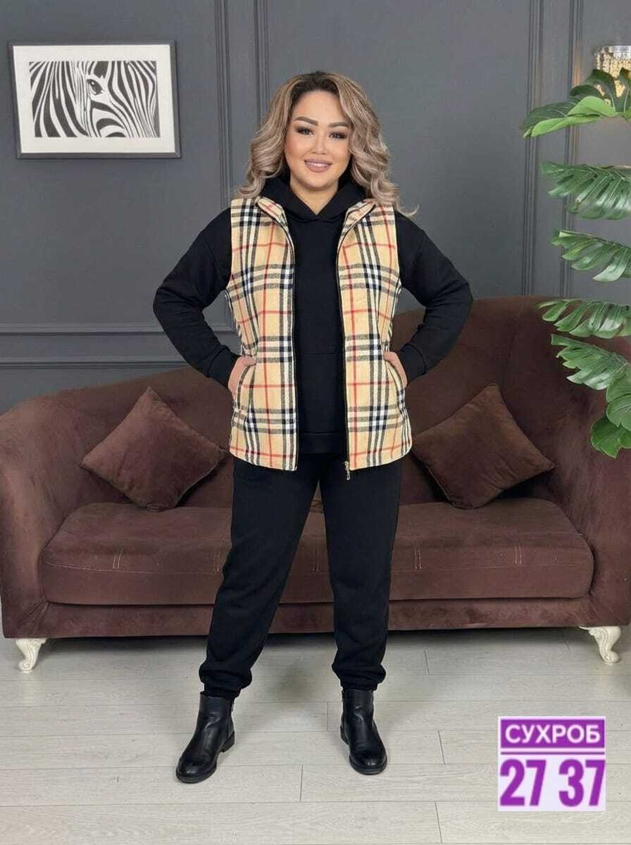 костюм женский тройка,женский костюм на флисе,костюм женский,жилетка двухсторонняя,жилет в клетку
