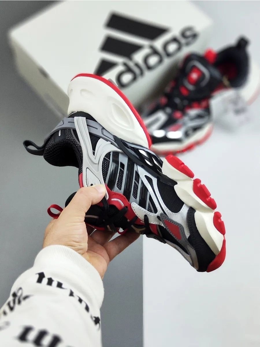 кроссовки adidas xlg runner deluxe,кроссовки adidas,кроссовки мужские adidas,кроссовки унисекс adidas xlg runner deluxe черно-серебристо-красные,мужские кроссовки adidas vento xlg deluxe