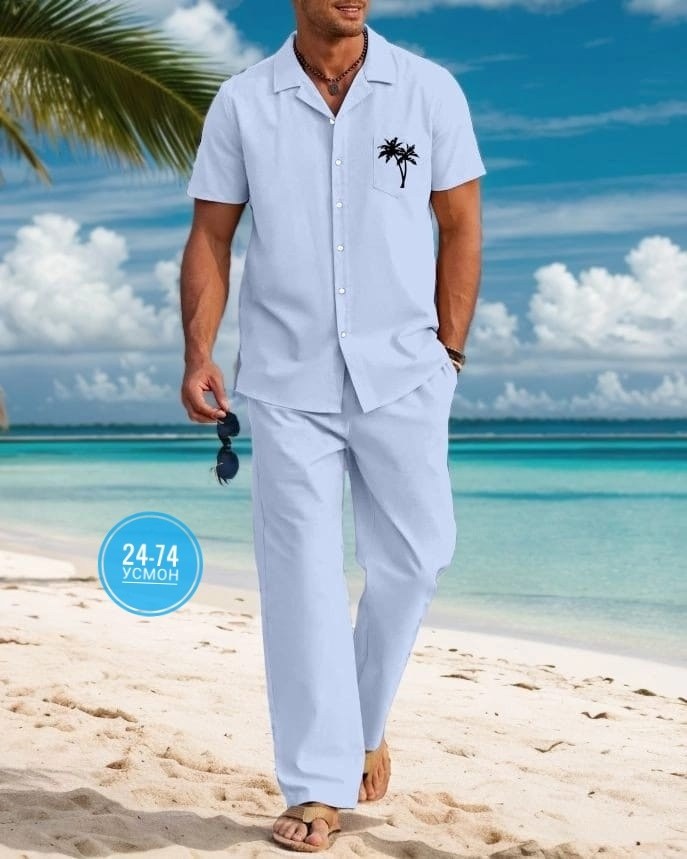 пляжная рубашка,костюм летний мужской,костюм пляжный,рубаха для пляжа мужская,костюм мужской