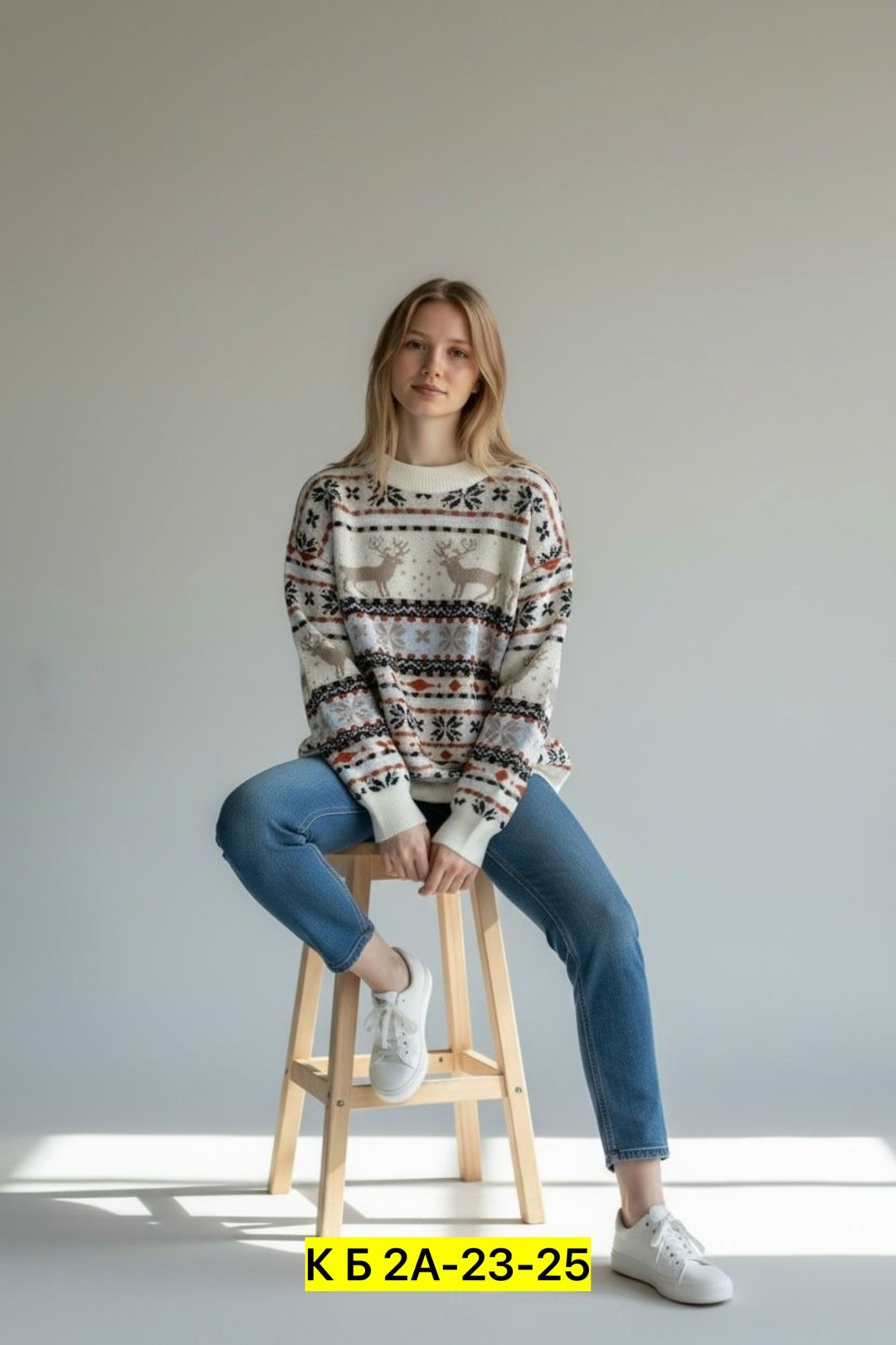 свитер оверсайз новогодний с оленями вязаный trendsale,свитер новогодний с оленями trendsale,свитер с оленями женский,свитер с оленями,женский рождественский свитер fairisle с оленями the little tailo