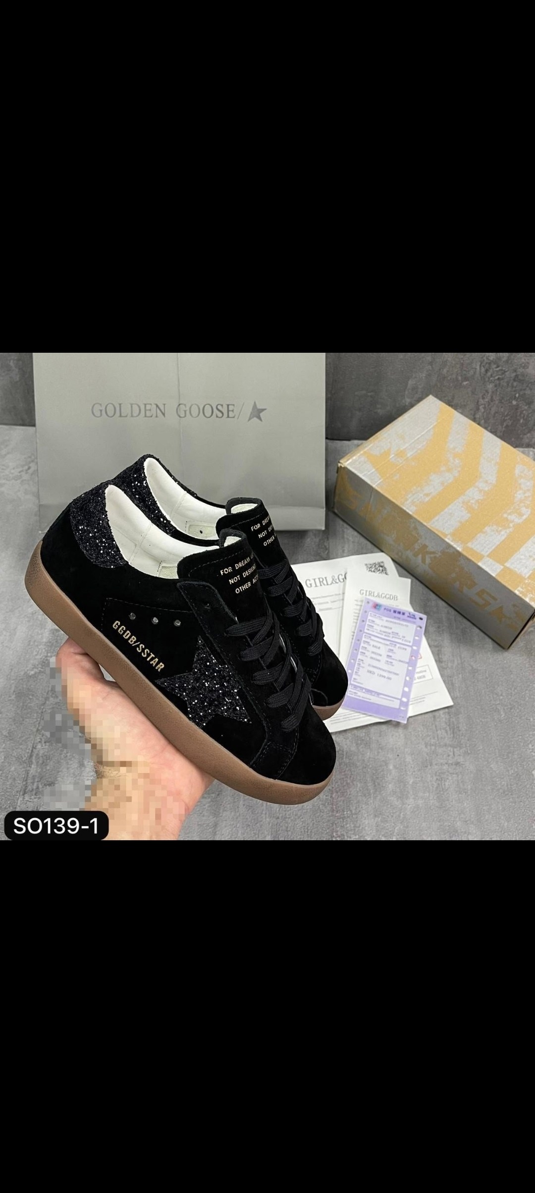 женские низкие кеды super-star с блестками golden goose цвет black,golden goose кеды super-star черный,кроссовки super-star с блестками golden goose черный,кеды hi star с блестками golden goose черный