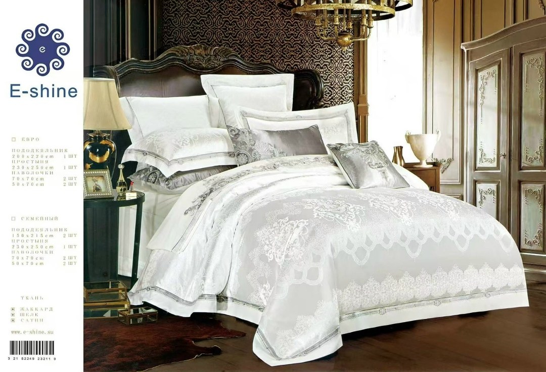 постельное белье комплект евро сатин жаккард шёлк,e-shine постельное белье,постельное белье сатин жаккард e-shine,постельное белье e shine сатин,e-shine постельное